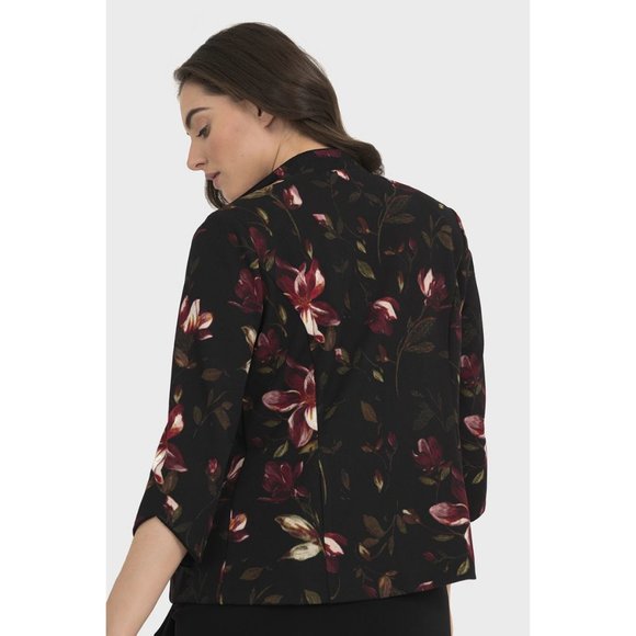NWT Womens Size 10 Joseph Ribkoff Black Dark Floral Pattern open Front Jacket - Picture 4 of 4